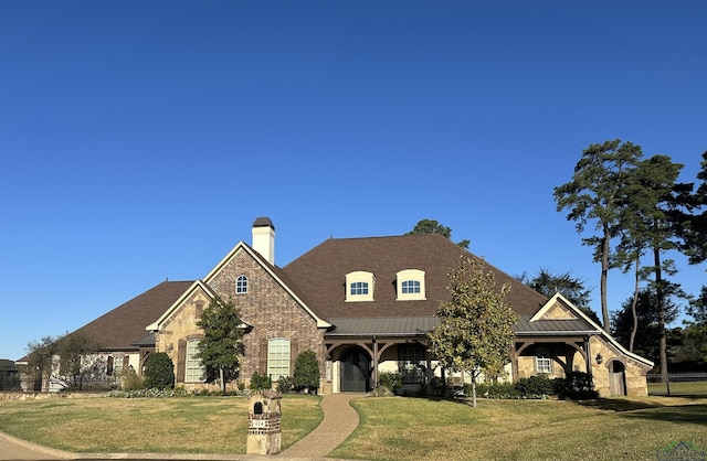 view of front of home featuring a front yard