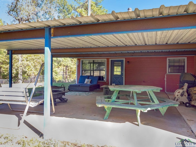 view of patio featuring an outdoor living space