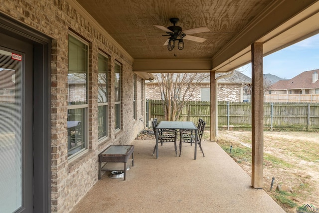 sunroom / solarium featuring wood ceiling and ceiling fan