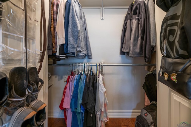 spacious closet featuring hardwood / wood-style floors