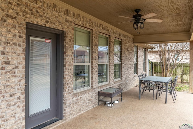 view of patio / terrace with ceiling fan