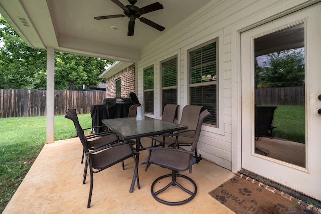 view of patio / terrace with ceiling fan