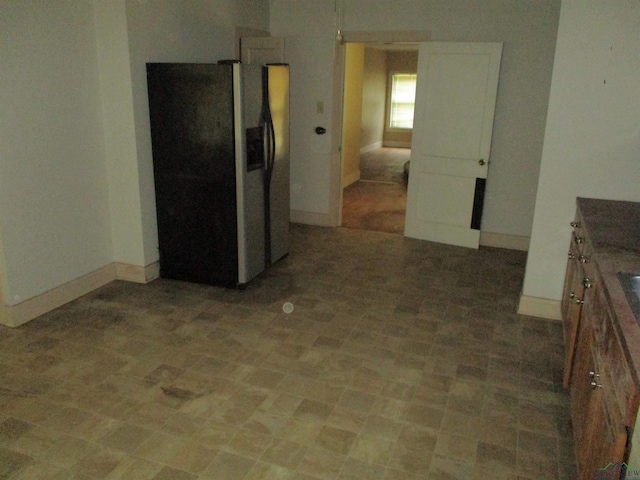 kitchen with stainless steel fridge