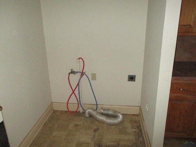 clothes washing area featuring electric dryer hookup and hookup for a washing machine