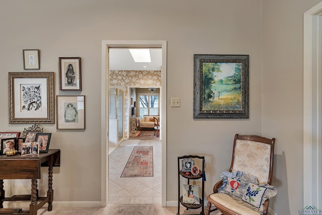 hallway with light tile patterned floors