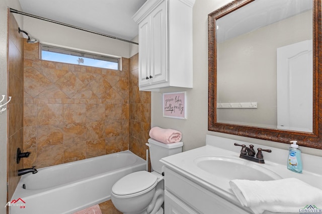 full bath with vanity, shower / bathing tub combination, and toilet