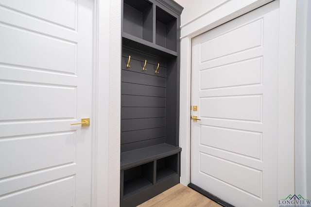 mudroom featuring light hardwood / wood-style flooring