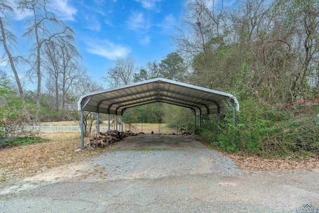 view of car parking featuring a carport