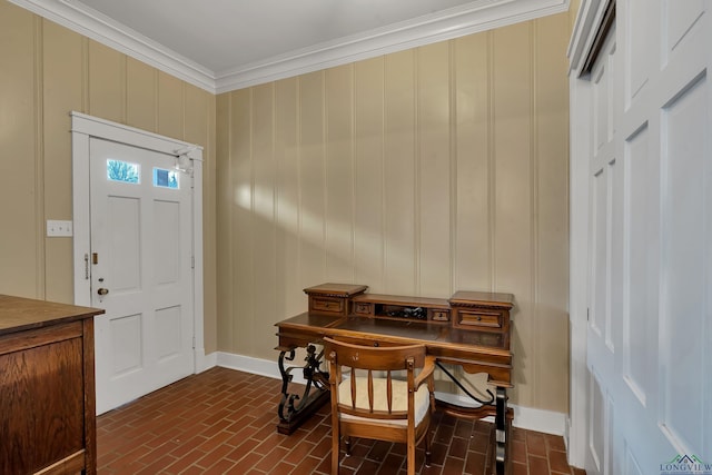 interior space with crown molding