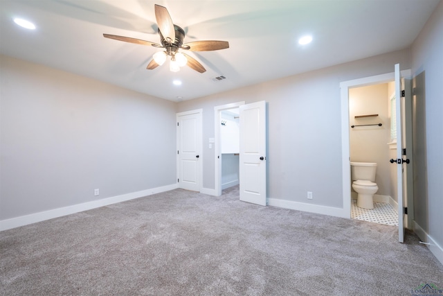 1005 Coushatta Trl, Longview, TX 75605 - unfurnished bedroom with recessed lighting, carpet flooring, ensuite bath, baseboards, and a ceiling fan