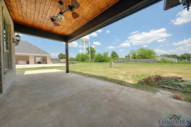 view of patio featuring ceiling fan