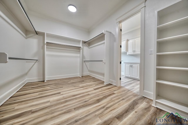 walk in closet featuring light wood-type flooring