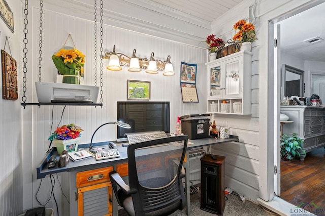 office featuring dark hardwood / wood-style floors