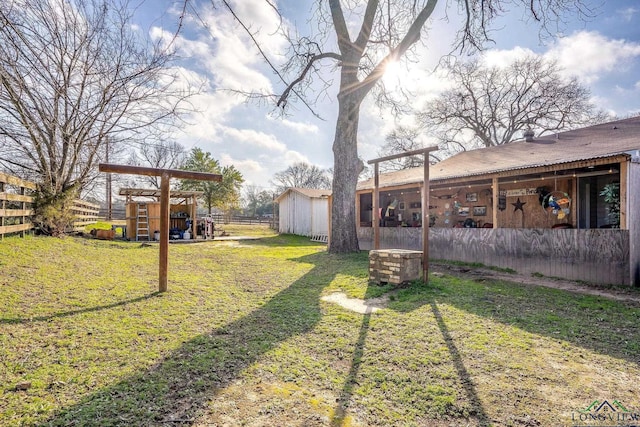 view of yard with a playground