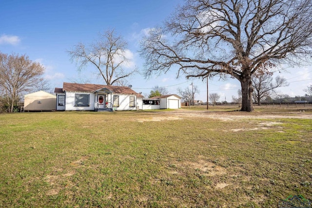 view of yard with a garage