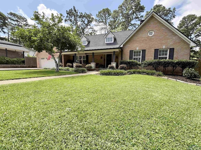 3 Lindsey Ln, Longview, TX 75601 - cape cod house featuring brick siding, covered porch, and a garage
