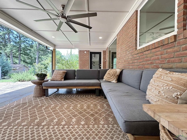 3 Lindsey Ln, Longview, TX 75601 - view of patio featuring an outdoor hangout area and ceiling fan