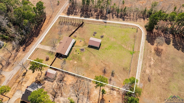 aerial view featuring a rural view