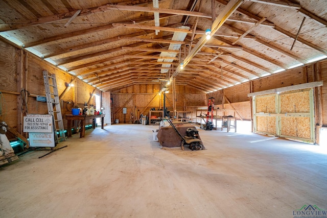 miscellaneous room featuring vaulted ceiling