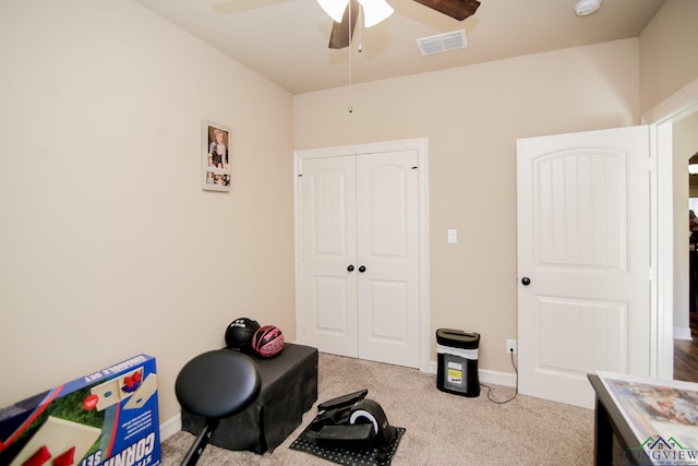 2131 Page Creek Trl, Longview, TX 75601 - exercise area with ceiling fan and carpet