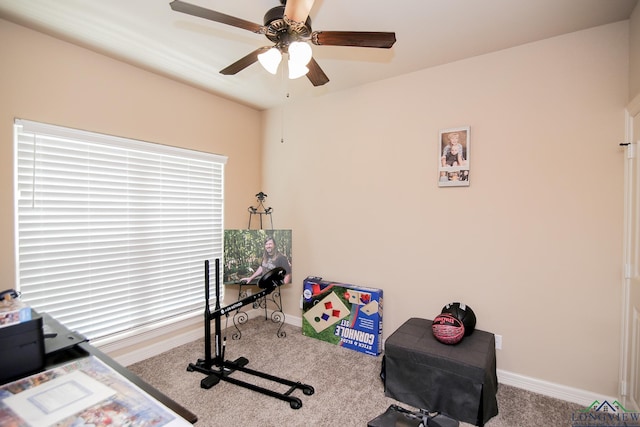 2131 Page Creek Trl, Longview, TX 75601 - exercise room with carpet flooring and a ceiling fan