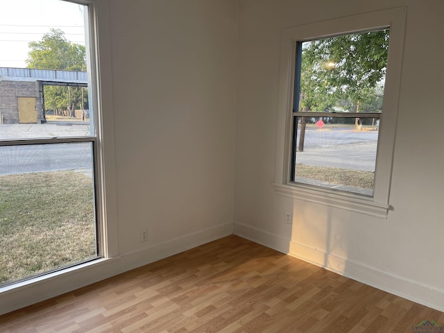 unfurnished room with light hardwood / wood-style floors and a healthy amount of sunlight