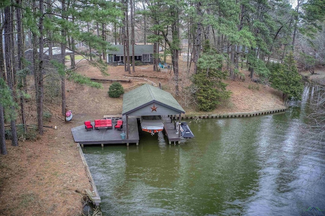 dock area with a water view