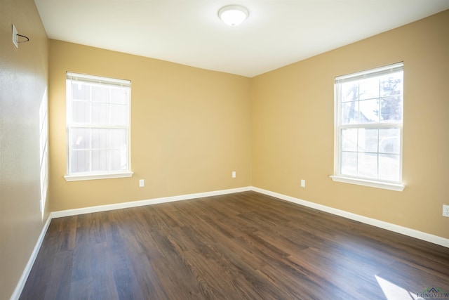 unfurnished room featuring dark wood-type flooring