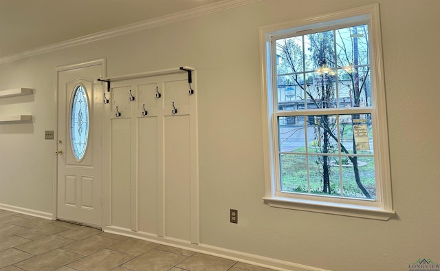 interior space with ornamental molding