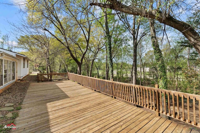 wooden deck with central air condition unit