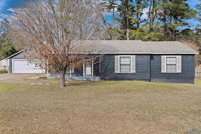 ranch-style home with a front lawn