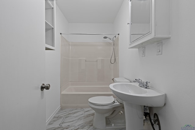 bathroom featuring toilet and shower / bath combination