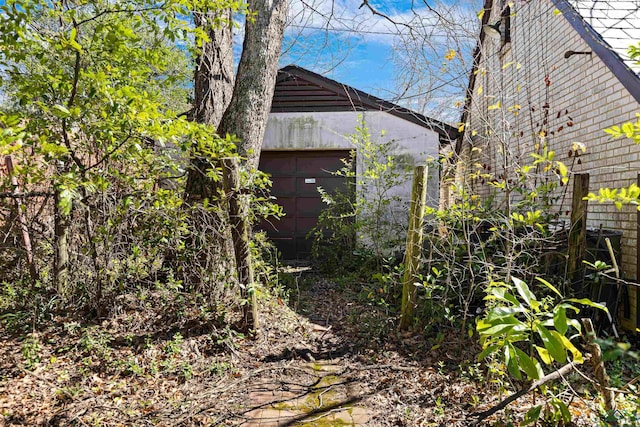 exterior space featuring a garage