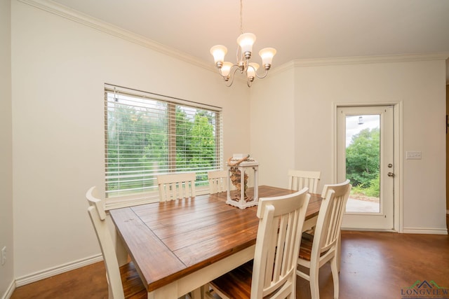 16591 Landons Way, Winona, TX 75792 - dining area with a chandelier, plenty of natural light, and ornamental molding