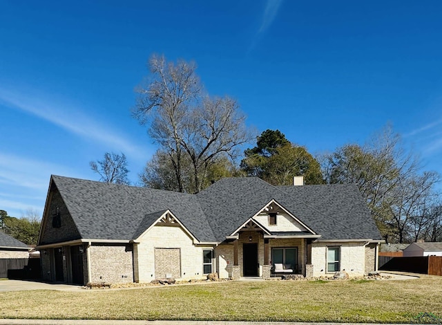 view of front facade with a garage and a front yard