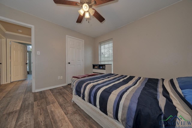 846 Edgewood Cir, Lindale, TX 75771 - bedroom featuring wood finished floors, baseboards, and ceiling fan