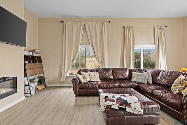 living room with light hardwood / wood-style floors