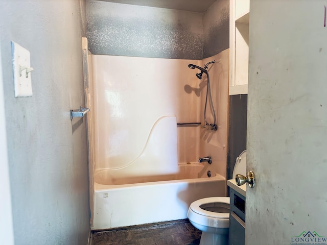 bathroom with shower / bath combination and toilet