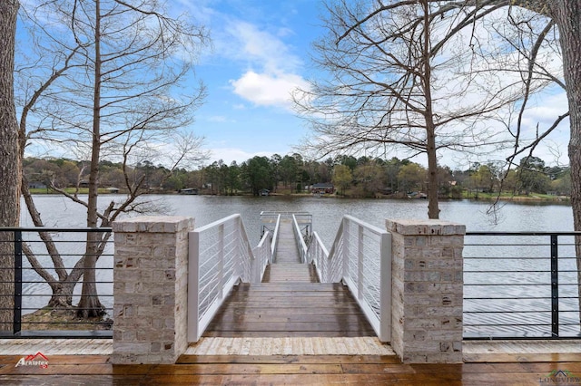 view of dock featuring a water view