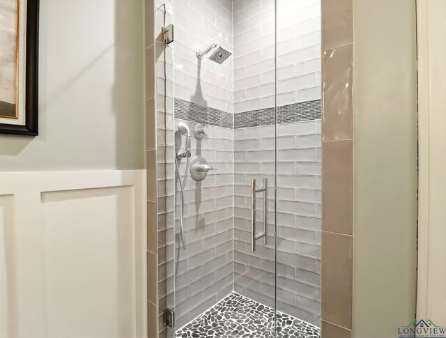 bathroom with a stall shower