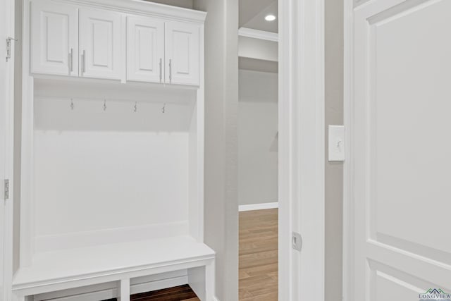 mudroom featuring hardwood / wood-style floors