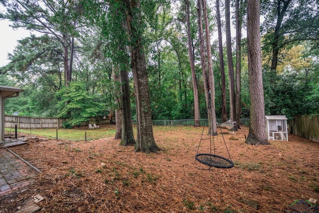 view of yard with a shed