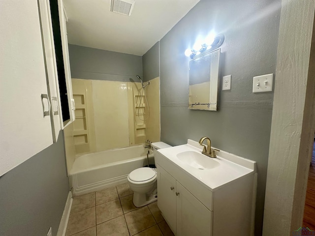 full bathroom featuring tile patterned floors, vanity, toilet, and shower / bath combination