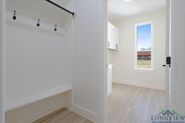 mudroom featuring light wood-type flooring