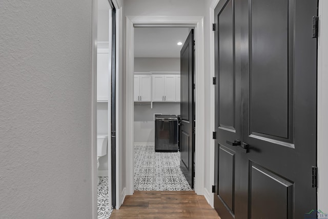 hall featuring dark hardwood / wood-style floors