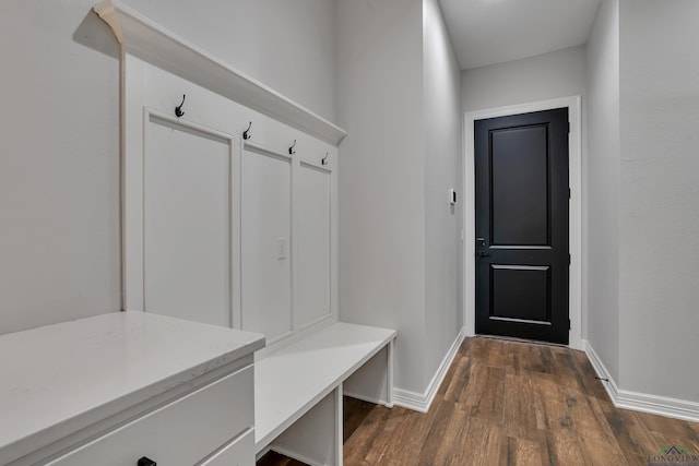 mudroom featuring dark hardwood / wood-style floors