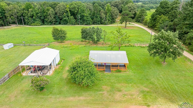 aerial view with a rural view