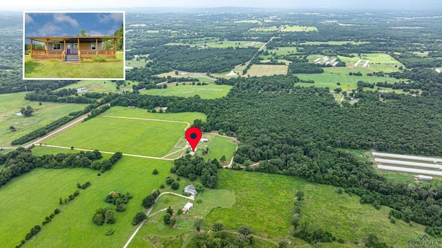 bird's eye view featuring a rural view