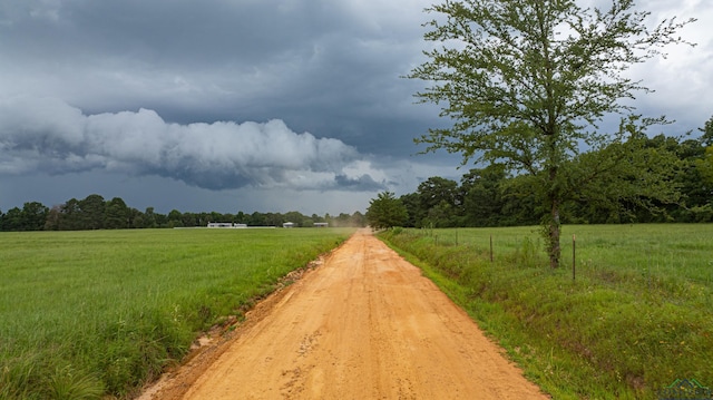 view of road with a rural view