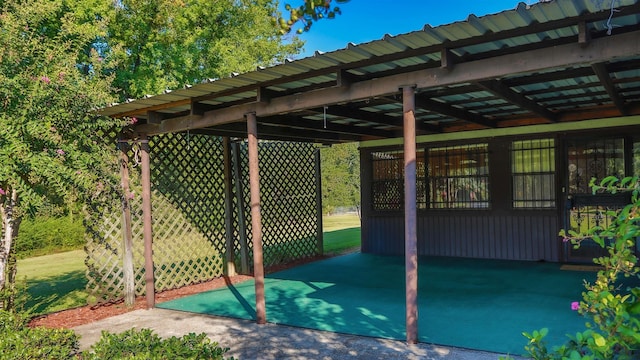 view of patio with a carport